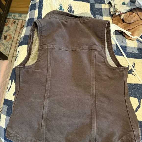Carhartt Brown Sherpa-Lined Work Vest with Chest Zip Pocket - Picture 2 of 2